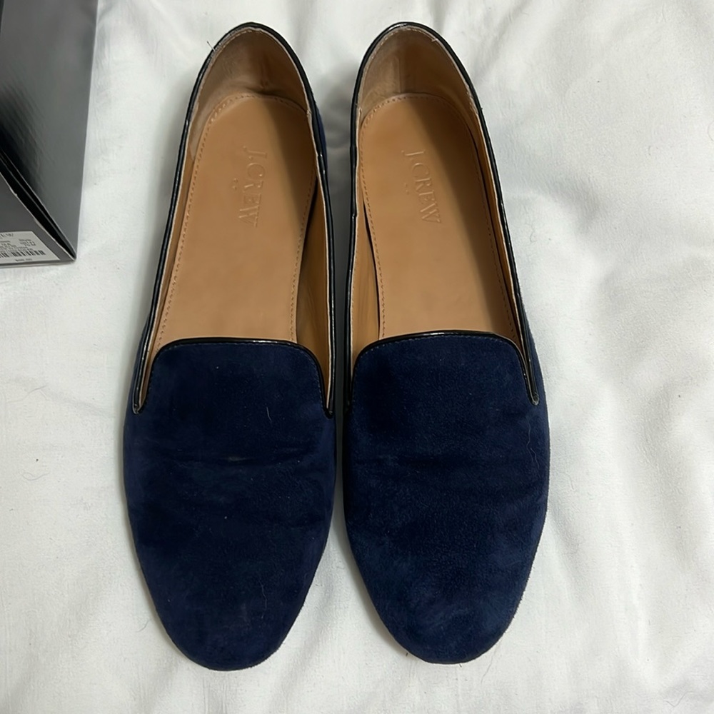 J Crew Addie Suede Loafers, Navy, size 10